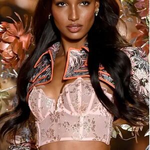 Victorias Secret Fashion Show Dream Angels Metallic Lace mesh  bralette Corset